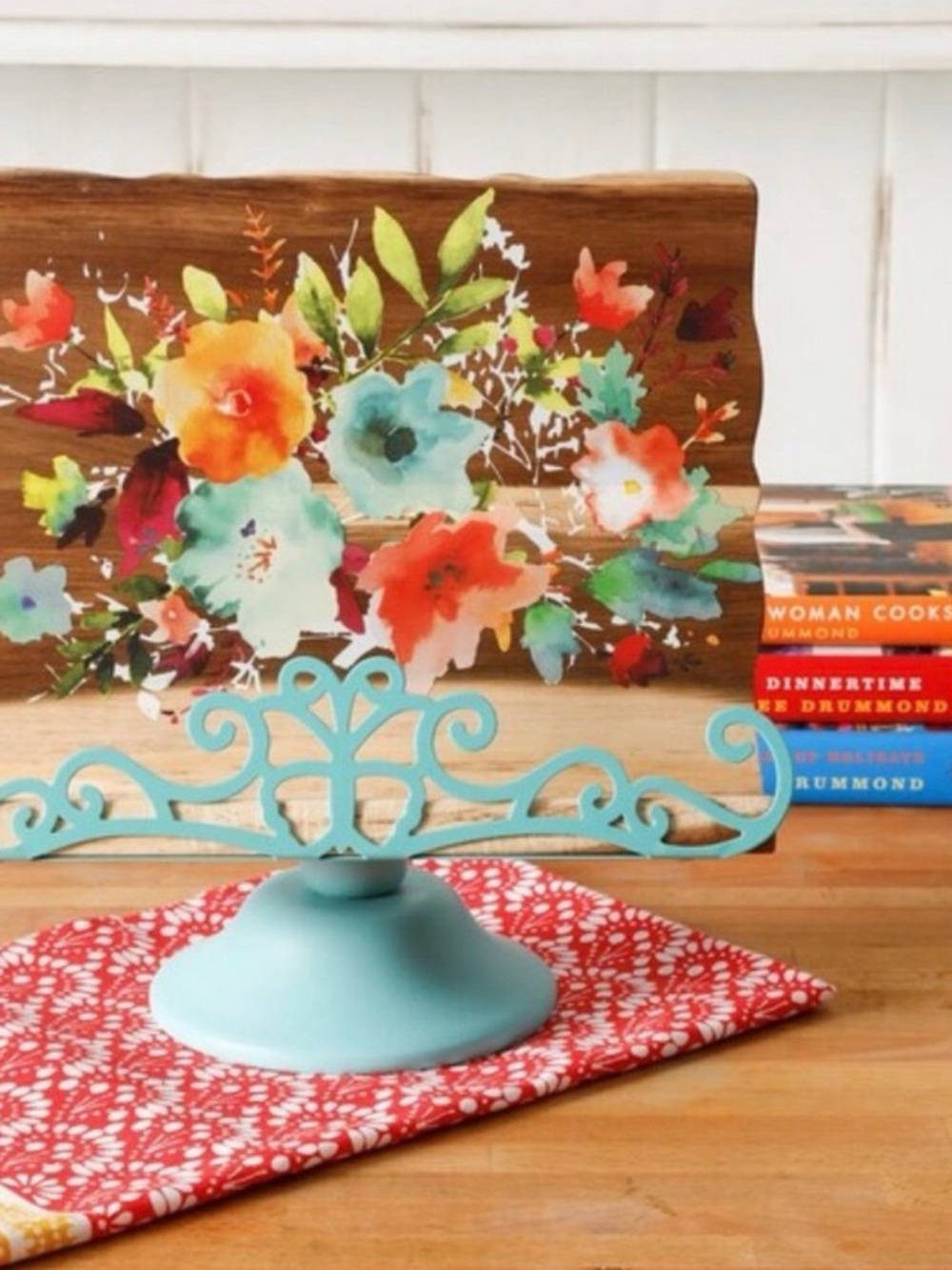 The Pioneer Woman Turquoise Floral Scroll Serving Stand